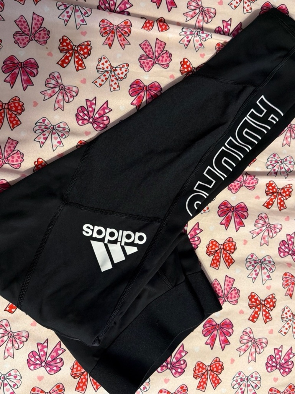 adidas Black Leggings with White Logo and Side Branding